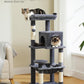 Cat Tree for Indoor Cats, 45.7" Multi-Level Cat Tower with Large Metal Frame Hammock, Cat Condo with 4 Scratching Posts and Top Perch for Small Medium Cat, Dark Grey