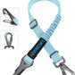 Dog Seat Belt 3-in-1 Car Harness for Dogs Adjustable Safety Seatbelt for Car Nylon Reflective Bungee Fabric Dog Car Harness with Clip Hook Latch & Buckle, Swivel Zinc Alloy Carabiner (Light Blue)