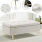 45.6 Inch Velvet Storage Bench Upholstered Tufted Settee Ottoman Bench with Storage, Bed End Bench with Soft Close Lid, for Bedroom, Living Room, Entryway, Rectangular Accent Bench, Beige