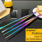 JETKONG 2 Pcs 16-Inch Stainless Steel Fine Tongs Extra Long Chopstick Tongs Long Kitchen Forceps for Cooking (Rainbow)