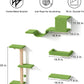 FUKUMARU Cat Wall Shelves, Stable & Safe 4 in 1 Cat Furniture Set, Wooden Climbing Wall with Scratching Post, Bridge and Bed, Stylish Jungle Gym for 16 Inch Drywall - Green