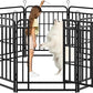 Dog Playpen Outdoor 8 Panels Heavy Duty Dog Fence 32" Height with Thick Pipe Anti-Rust with Doors Portable for RV Camping Yard, Total 18FT, 25 Sq.ft, Snowy Black