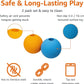 Amazon Basics Dog Toys, Interactive Fetch Rubber Balls, (Pack of 2), 3 inch, Blue, Orange