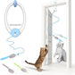 Interactive Cat Toys Rechargeable, Feather Toy for Indoor Cat, Hanging Retractable Teaser Toy, Automatic Kitten Play Chase Exercise Toys with Three Plush Mouse, USB Powered (Blue)