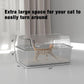 Suhaco Stainless Steel Litter Box Side Entry, Kitty Black Litter Mat and White Scoop Included Covered Metal High Sided Large Cat Litter Box with Lid Removable Enclosure for Medium Cats (Black)