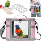 Bird Travel Carrierm, Small Bird Travel Backpack Carrier Cage with Tray and Breathable Clear Window, for Parakeet Cockatiel Budgies, for Camping Hiking (Large-Pink)