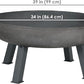 Sunnydaze 34-Inch Cast Iron Heavy-Duty Fire Pit for Outside - Wood-Burning Outdoor Fire Pit Bowl with Handles - Steel Finish