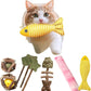 Natural Cat Toys Set with Catnip Fish & Bone,Catnip Plush Toy & Natural Silvervine Stick Cage Balls & cat nip for Cats Lolipop, 8-Piece cat Toys for Indoor Cats Interactive Pet Toys
