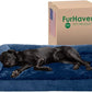 Furhaven Cooling Gel Dog Bed for Large Dogs w/ Removable Bolsters & Washable Cover, For Dogs Up to 125 lbs - Plush & Velvet L Shaped Chaise - Deep Sapphire, Jumbo Plus/XXL