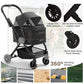 Lightweight Dog Stroller for Small Dogs & Cats Portable Compact Folded Pet Stroller Up to 35lbs Medium Pets One Click Folding Large Cat Carriage with Convertible Canopy Storage Basket-Black