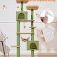 Taoqimiao Cat Tree, 68-Inch Cat Tree Cat Tower for Indoor Cats, Plush Multi-Level Cat Condo with 6 Scratching Posts, 2 Perches, 2 Caves,Hammock, 3 Pompoms,MS020ST Cactus