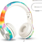 LilGadgets Connect+ Pro Kids Headphones with Mic and Cord, SharePort Technology, Over-Ear Foldable Headset, Volume Limit 93db, Wired Inline 3.5mm Jack for School - Tie Dye Rainbow Headphones for Kids