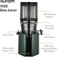 Hurom H320 Cold Press Juicer Machine, Easy to Clean Masticating Slow Juicer, Coarse Strainers, Self-Feeding, Hands Free, Family Size, Quiet Motor, Easy Assembly (Kale/Dark Green)