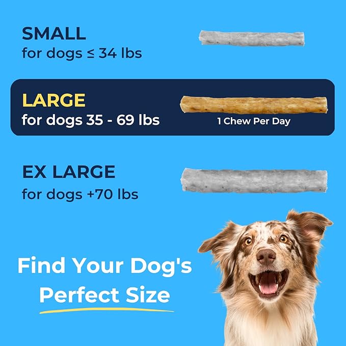 Tartar Shield Soft Rawhide Chews | Safe Dental Treats for Large Dogs | Vet VOHC Approved | Daily Bone Cleans Teeth & Gums Fresh Breath Oral Health Support | USA Made | (Large Dogs / 24 Count)