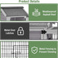 Wooden Rabbit Hutch with Wheels, Indoor Outdoor Bunny Cage with Removable Netting, Guinea Pig House with Leak-Proof Trays
