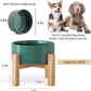 Petygooing 28 OZ Green Elevated/Raised Ceramic Dog Bowl for Small and Medium Breeds, Dog Food Water Dish with Stand,Pet Feeding Bowl with Anti Slip Rubber for Cats Small and Medium Dogs (3.6 Cups)