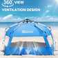 OutdoorMaster Beach Tent with Blackout Shelter Technology, Portable Beach Shade Sun Shelter Canopy for 4-6 Person with UPF 50+ UV Protection, Easy Setup Pop Up Tent Family Size