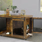 LINLUX 47 Inch Large Dog Crate Furniture, Wooden Heavy Duty XL Dog Kennel Indoor, Decorative Dog Cage Table for Large Dogs, with Sliding Doors, Wheels and Flip-top Plate, Rustic Brown