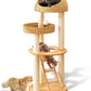 Big Modern Design Cat Tree Tower, Cat Tower Sisal-Covered Scratching Posts for Indoor Cats, Natural Oak Wood Cat Tree for Large Cats, Multi-Level Cat Condo with Sisal Staircase