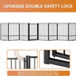 Full Metal Freestanding Dog Gate with Door, 32''Height Foldable Pet Dog Fence for Indoor & Outdoor, 8 Panels Extra Wide Free Standing TallDog Gates for Doorways,House,Stairs,Porch,Deck,Yard