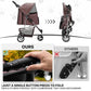 MoNiBloom Foldable Dog Strollers for Small Dogs with Weather Cover, 3 Wheels Pet Strolling Cart for Dogs and Cats with Storage Basket and Cup Holder, Breathable and Visible Mesh for All-Season, Coffee