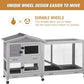 Bunny Cage Indoor and Outdoor Rabbit Hutch with Casters Waterproof Roof, Pull Out Tray from Back and Front 61.2" L x 22.6" W x 33.5" H