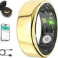 Smart Ring for Men Women with Black Charging Box, Bluetooth, Health Ring , IP68 Waterproof, Fitness Ring Tracks Heart Rate/Sleep/Steps/Sports Activities/Blood Oxygen,non-subscription app (Gold, 13)