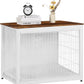 DWANTON Dog Crate Furniture with Cushion, Wooden Kennel Table with Double Doors, Indoor Dog House, Large Size, 38.5" L, White+Rustic Brown