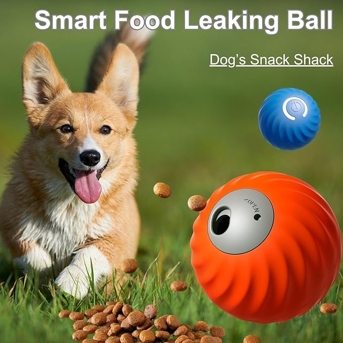 Zoomie Buddy 2.0, Zoomie Buddy for Dogs, 2 in 1 Smart Touch Interactive Dog Balls ＆ Pet Feeder, 2.83" Diameter, Suitable for Small/Medium Dogs, with Fruit Plush Cover (Orange, Pineapple)