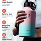 Water Bottle Insulated 64 oz with Straw & 3 Lids, Coolflask Half Gallon Water Jug Large Metal Stainless Steel Wide Mouth, Non-BPA Keep Cold 48H Hot 24H, Bubblegum Princess