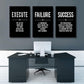 Framed Canvas Wall Art Success Quote, Office Wall Art, Black Large Poster, Positive Motivational Set of 3 Prints, Execute Failure Definition, Inspirational Print (A-3pcs,20x30inchx3pcs)
