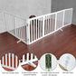 ZJSF Freestanding Indoor Dog Gate for House Foldable Wood White Puppy Gate for Doorways Pet Gate for Stairs Extra Wide Pet Fence 24" Height 6 Panels
