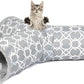 LUCKITTY Geometric 3 Way Cat Tunnel with Plush Inside,Cats Toys Collapsible Tunnel Tube with Balls, for Rabbits, Kittens, Ferrets,Puppy and Dogs