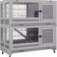 Aivituvin Large Rabbit Hutch Indoor and Outdoor Folding Bunny Cage on Wheels Guinea Pig Cage with Deep No Leak Pull Out Tray,Upgrade Version (Light Gray)