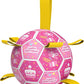 QDAN Dog Birthday Toys, Squeaky Dogs Toys, Dog Soccer Ball with Straps, Puppy Gifts, Herding Balls with Bell Inside, Water Toy, Durable Ropes Ball for Medium Large Dogs (8 inch)