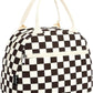 FlowFly Lunch Bag for Women Insulated Lunch Box Corduroy Lunch Tote Cooler for Travel Work Picnic,Corduroy Plaid Coffee