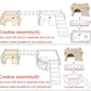 YKD Castle Chinchilla House - Small Animal Hideout for Chinchilla Guinea Pig Hedgehog, or Rat - Ventilated Wooden Guinea Pig Hut Habitat with Multiple Doors (Medium)