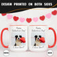 Personalized Coffee Mug 15 Oz, Custom Picture Text or Logo Ceramic Mug, Customized Gift for Men & Women, Taza Personalizada with Photo and Words, Customizable Large Tea Cup | White - Red