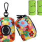Petmolico Dog Poop Bag Holder Leash Attachment, Pet Waste Bag Dispenser Zippered Pouch, Fits Any Leash, Includes Free Roll of Dog Bags, Poop Bag Dispenser - 2 Pack, Colorful Flowers