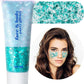 MEICOLY Teal Body Glitter,Mermaid Face Glitter Gel for Halloween Face Paint,Dazzle Green Chunky Glitter for Face Body Eye Lip Hair,Sparkling Holographic Gel Glitter Makeup for Women and Kids
