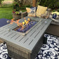 Propane Fire Pit Table,44 Inch 55000 BTU Outdoor Gas Fire Pit Rectangular with Glass Wind Guard for Outside Patio Deck (Gray-Aluminum Top)