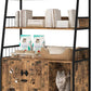 Recaceik Large Cat Litter Box Enclosure with Shelf Storage, Hidden Cat Washroom Furniture, Wooden Cat House with Scratch Pad, Sturdy Indoor Cat Cabinet with 2 Doors, Rustic Brown