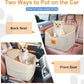 Dog Car Seat for Small Dogs, Memory Foam Booster Dog Seat for Dogs up to 35 lbs, Elevated Pet Car Seat, Travel Safety Pet Seat with Washable Removable Cover, Storage Pockets (Beige)