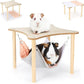 YUEPET Guinea Pig Hammock with Stand, Wooden Guinea Pigs Hideout Soft Ferret Hammock for Cage with Platform for Guinea Pig Ferret Dwarf Rabbit Chinchilla Hamster