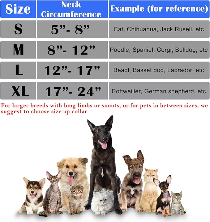 Katoggy Inflatable Dog Cone Collar for Small Medium Large Dogs and Cats - Soft Adjustable Blow up Donut E-Collar for Post-Surgery Recovery