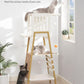 FourFurPets Modern Cat Tree, 58-Inch Cat Tower for Large Cats, Maine Coon Cat Tree with Scratching Board, Large Perch, Hammock and Removable Pads, White