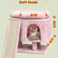 SYANDLVY Small Pink Cat Tree with Perch for Indoor Cats, Cat Tower with Scratching Post, Modern Activity House for Large Cats, Condo with Board, Kittens Cave
