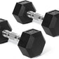 RitFit 5-650 LBS PVC Encased Hex Dumbbell Sets with Optional Rack for Home Gym, Hand weight with Chrome Handle for Strength Training, Workouts