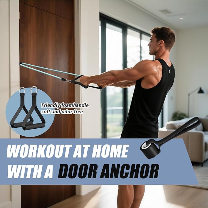 WHATAFIT Resistance Bands, Exercise Bands，Resistance Bands for Working Out, Work Out Bands with Handles for Men and Women Fitness, Strength Training Home Gym Equipment