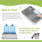 Stainless Steel Litter Box, Large Litter Box with Lid, Splash Proof, or Rusts, Black (23.5" L x 15.5" W x 14" H)